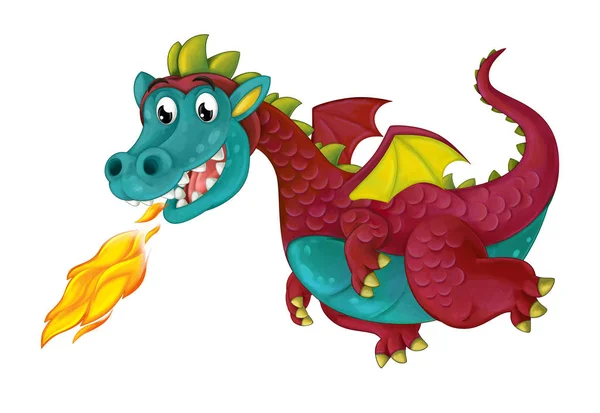 Kreslený drak s ohněm — Stock fotografie
