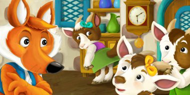 çizgi film fox keçi içinde ev ile