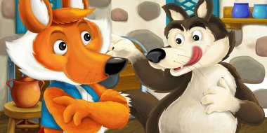 çizgi film fox kurt içinde ev ile