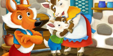 çizgi film fox keçi içinde ev ile