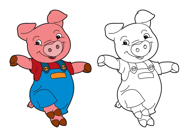 작업 복장에서 만화 돼지 — 스톡 사진