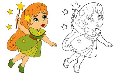 uçan ve wands holding karikatür periler 