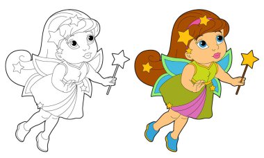 uçan ve wands holding karikatür periler 