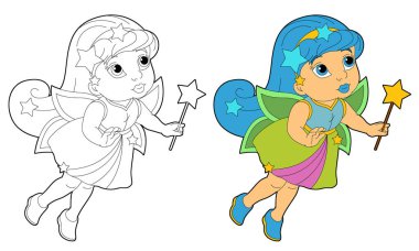 uçan ve wands holding karikatür periler 