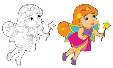 uçan ve wands holding karikatür periler 