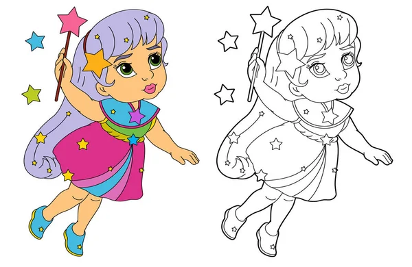 uçan ve wands holding karikatür periler 