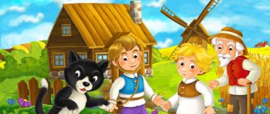 Çizgi film çiftçiler ile kedi