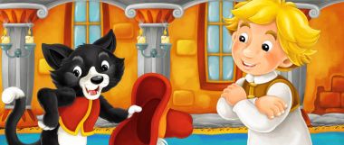 Çizgi film çocuk ile kedi