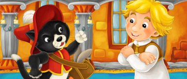 Çizgi film çocuk ile kedi