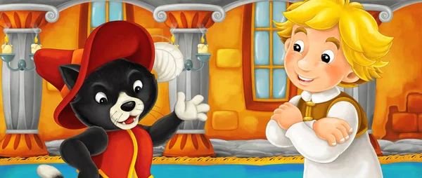 Çizgi film çocuk ile kedi