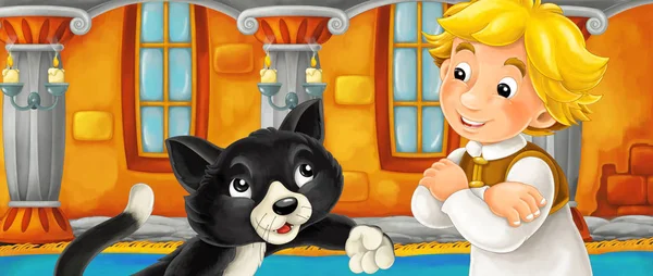 Çizgi film çocuk ile kedi