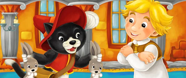 Çizgi film çocuk ile kedi