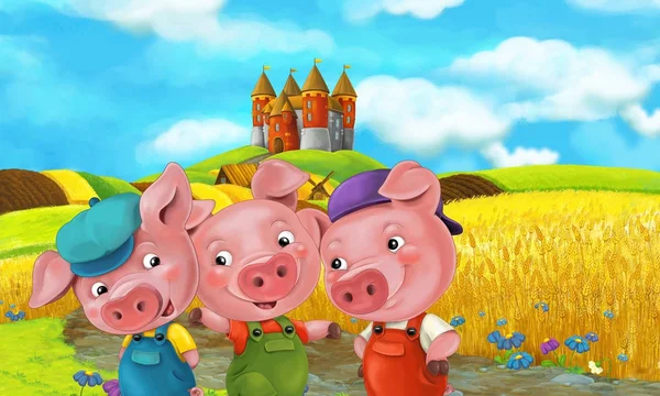 Cartoon funny three pigs