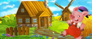 Domuz ile karikatür komik sahne