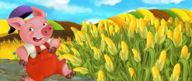 Domuz ile karikatür komik sahne