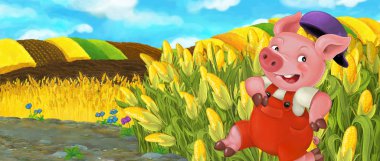 Domuz ile karikatür komik sahne