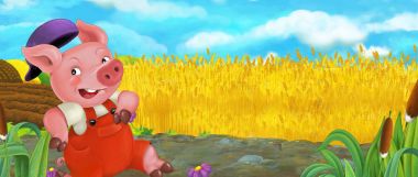 Domuz ile karikatür komik sahne