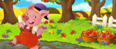 Domuz ile karikatür komik sahne