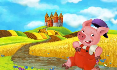 Domuz ile karikatür komik sahne