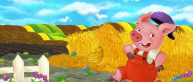 Domuz ile karikatür komik sahne