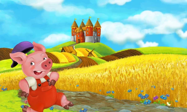 Domuz ile karikatür komik sahne