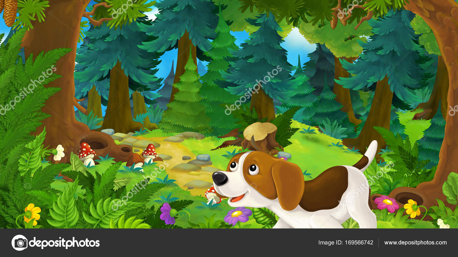 Cartoon Scene Cute Dog Forest Colorful Illustration Children Stock Photo Image By C Agaes8080 Cartoon Scene Cute Dog Forest Colorful Illustration Children Stock Photo Image By C Agaes8080