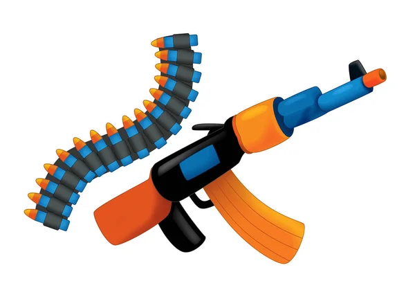 Cartoon Machine Gun Isolated White Background Colorful Illustration Children — Stock Photo, Image