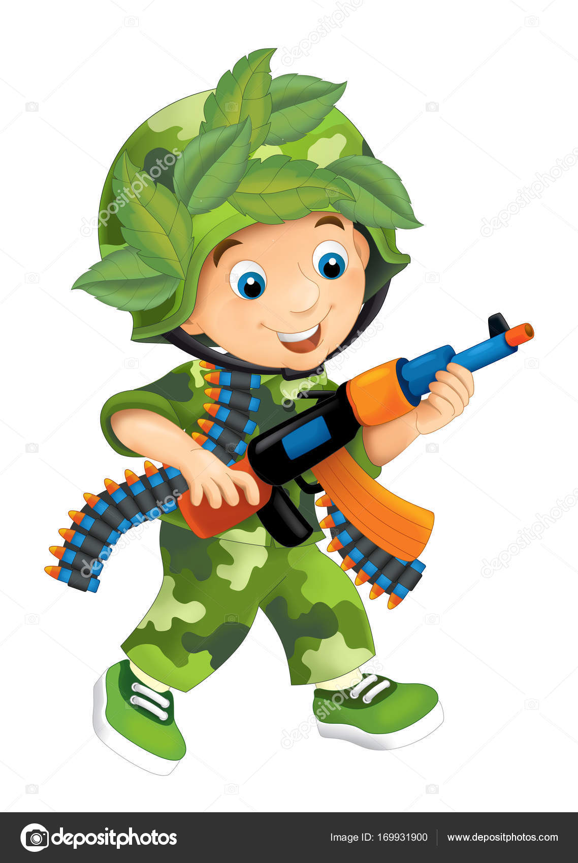 Scena Del Fumetto Con Felice Del Bambino Vestito e Soldato — Foto Stock