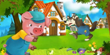 Domuz çiftçisi Köyü ve kızgın kurt 