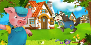 Domuz çiftçisi Köyü ve kızgın kurt 