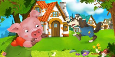 Domuz çiftçisi Köyü ve kızgın kurt 