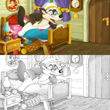 Kurt, illüstrasyon çocuklar için çizgi film sahne