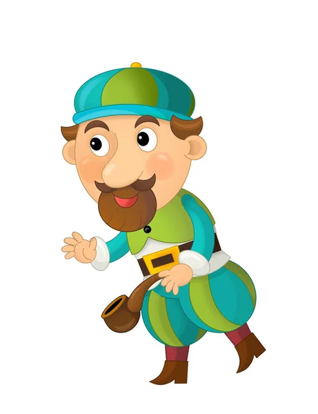 cartoon character young palace dweller or some prince holding pipe on white background - illustration for children