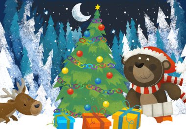 Ormandaki Noel Baba Hayvanı 'nın kış sahnesi.