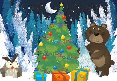 Ormandaki Noel Baba Hayvanı 'nın kış sahnesi.