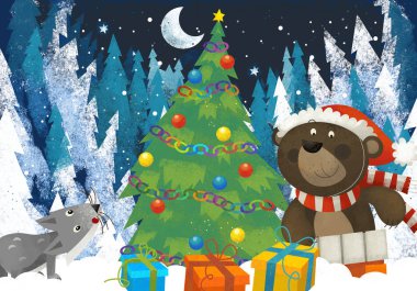 Ormandaki Noel Baba Hayvanı 'nın kış sahnesi.