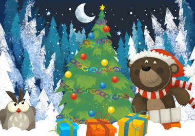 Ormandaki Noel Baba Hayvanı 'nın kış sahnesi.