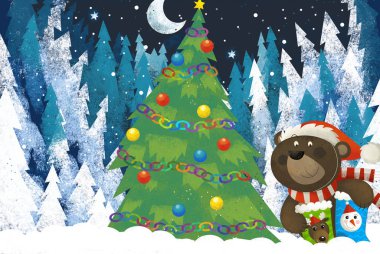 Ormandaki Noel Baba Hayvanı 'nın kış sahnesi.