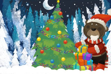 Ormandaki Noel Baba Hayvanı 'nın kış sahnesi.