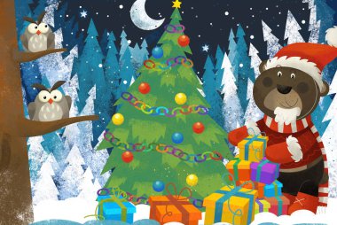 Ormandaki Noel Baba Hayvanı 'nın kış sahnesi.