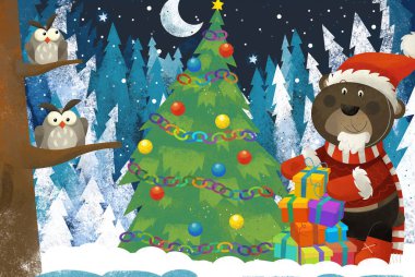 Ormandaki Noel Baba Hayvanı 'nın kış sahnesi.