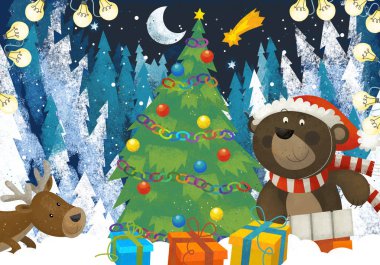 Ormandaki Noel Baba Hayvanı 'nın kış sahnesi.