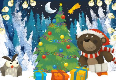 Ormandaki Noel Baba Hayvanı 'nın kış sahnesi.