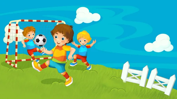 아이들을 삽화를 공간을 축구를 — 스톡 사진