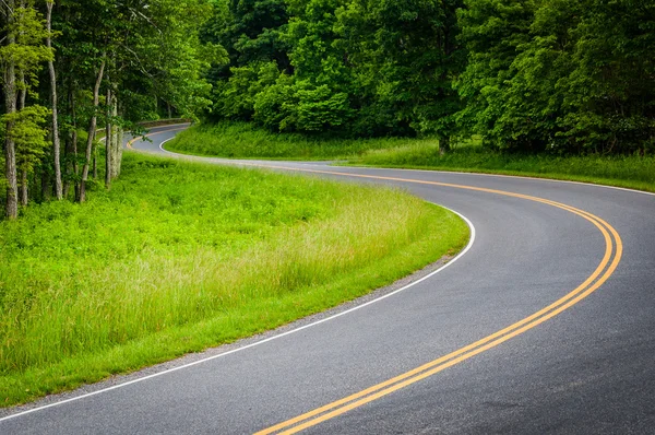Curva lungo Skyline Drive, nel Parco Nazionale di Shenandoah, Virginia — Foto Stock