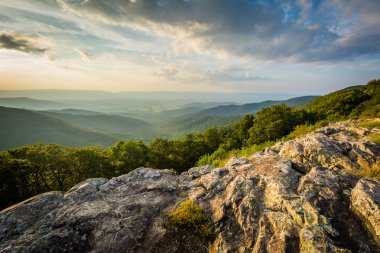 Yaz akşam görünümü Franklin Cliff üzerinden Shenandoah Vadisi