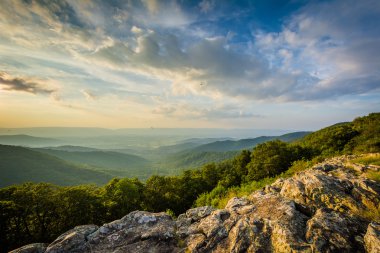 Yaz akşam görünümü Franklin Cliff üzerinden Shenandoah Vadisi