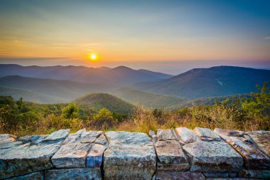 Sunset over the Blue Ridge Mountains, from Skyline Drive, in She clipart