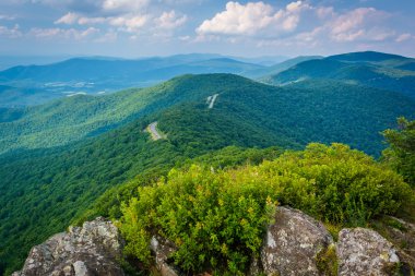Blue Ridge Dağları ve küçük S Skyline sürücü görünümü