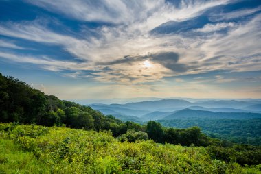 Blue Ridge dağlarının manzarası sürücüden, Shenando görünümünü